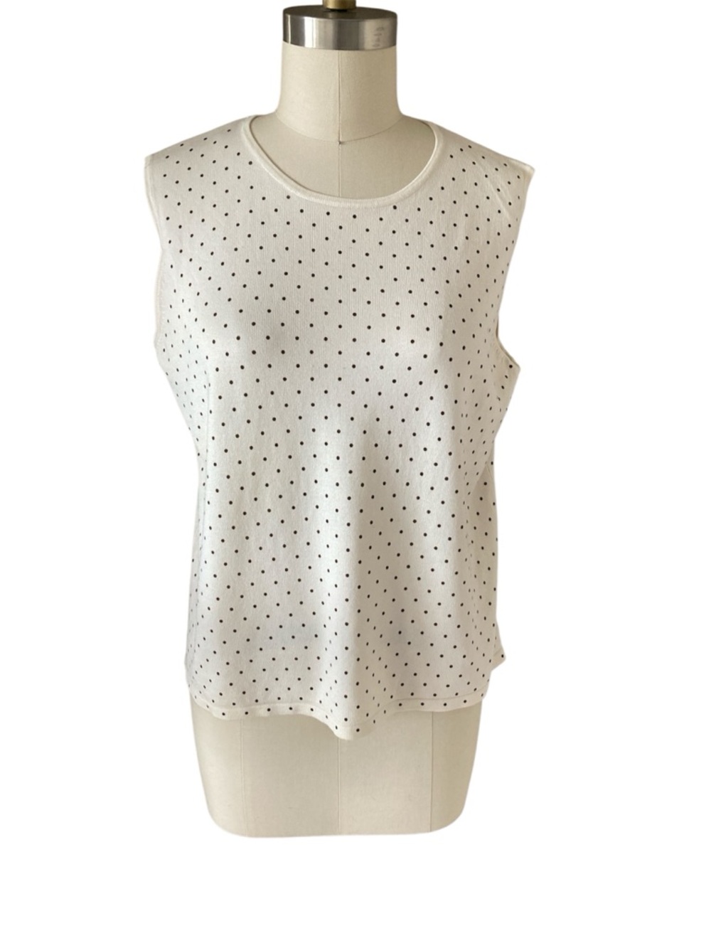 Pendleton cream and Brown Sleeveless Silk blend Polka Dot Knit Tank
